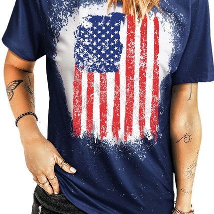 Western Pattern Leopard Letter Print Short Sleeve T-shirt