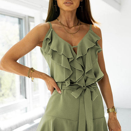 Flounce Bow Knot Sleeveless Mini Dress