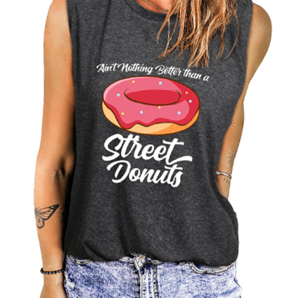 Valentine Heart Print Loose Crew Neck Tank Top