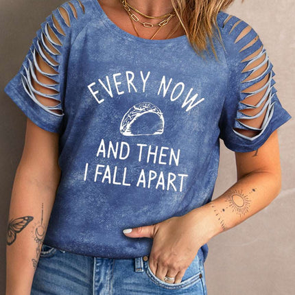 Daisy Letter Print Cut-out Short Sleeve T-shirt