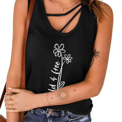 Strappy Hollow-out Neck Tank Top