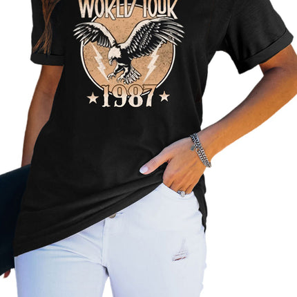 Western Horse Letter Print Graphic T-shirt