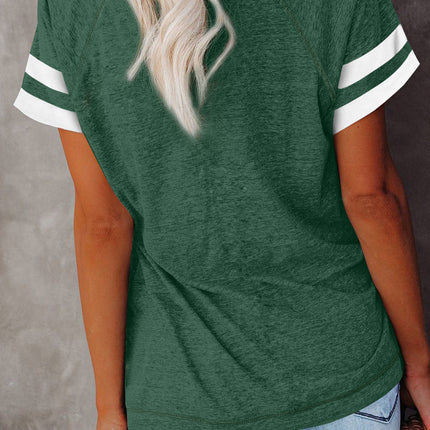 Plain Colorblock Raglan Sleeve T-shirt