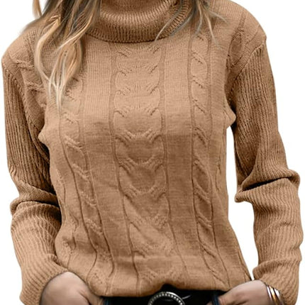 Turtleneck Long Sleeve Cable Knit Sweaters