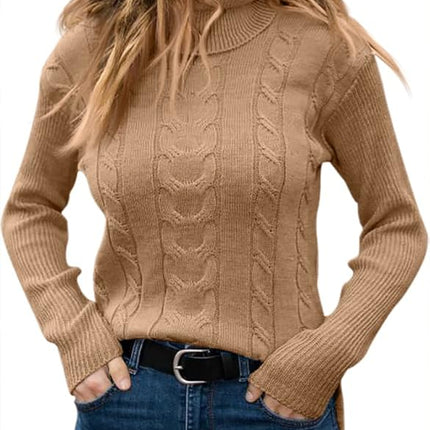 Turtleneck Long Sleeve Cable Knit Sweaters