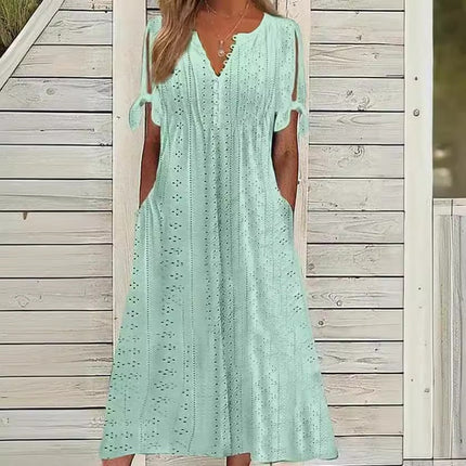 Casual Loose High Waist Embroidered Dress