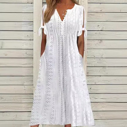 Casual Loose High Waist Embroidered Dress