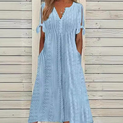 Casual Loose High Waist Embroidered Dress