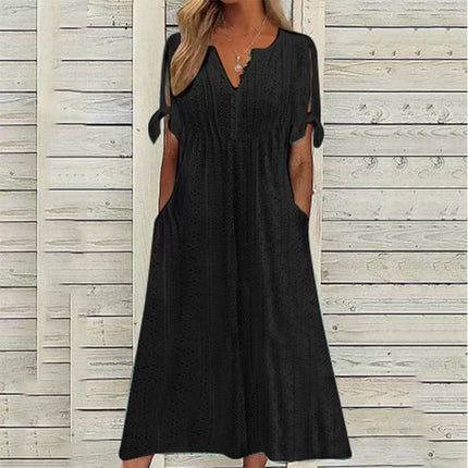 Casual Loose High Waist Embroidered Dress