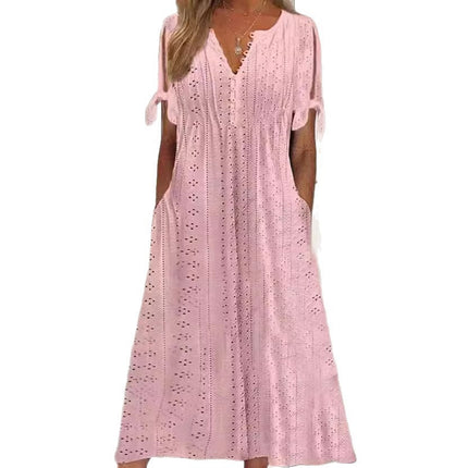 Casual Loose High Waist Embroidered Dress