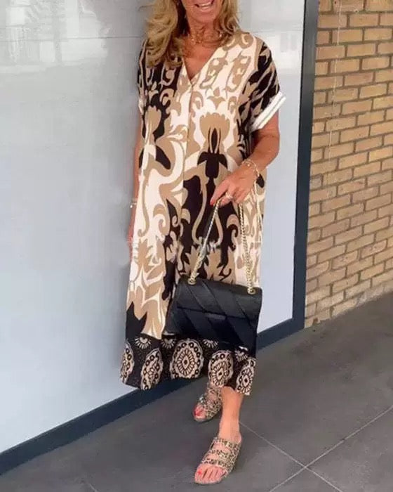 Casual Elegant Printed V-neck Dress
