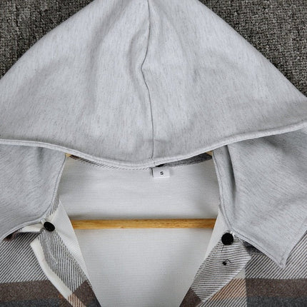 Everyday Front Pocket Plaid Hoodie Cardigan Jacket