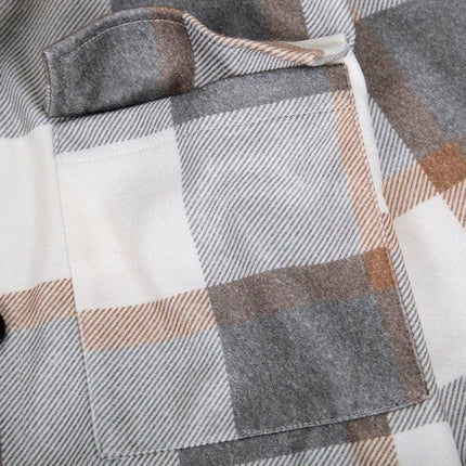 Everyday Front Pocket Plaid Hoodie Cardigan Jacket