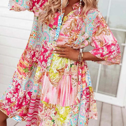 Sweet Pink 3/4 Sleeve Mini Dress