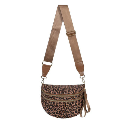 Large capacity leopard print crossbody bag