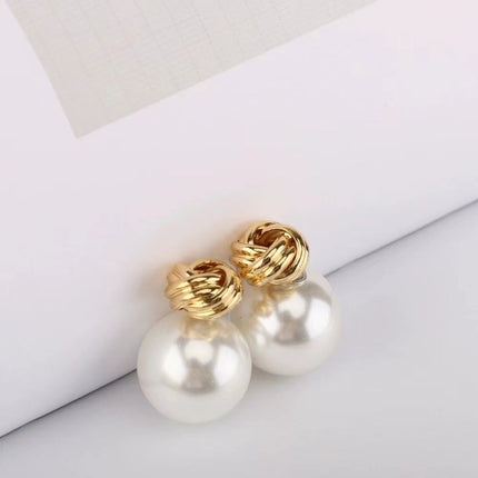 Golden Flower Pearl Earrings