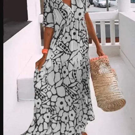 New short sleeve printed dress