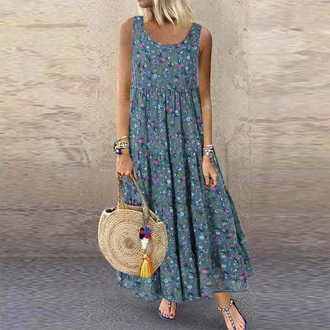 Youthful Plant Floral Print Midi Dress