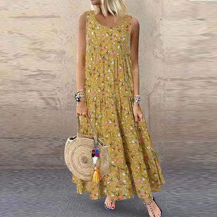 Youthful Plant Floral Print Midi Dress