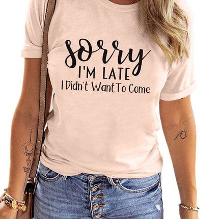 Casual Letter and Car Print Graphic Tee