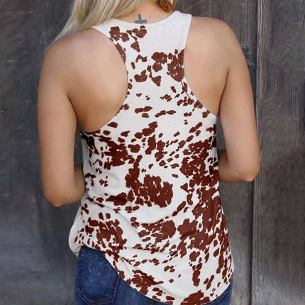 Cow Print Racerback Tank Top