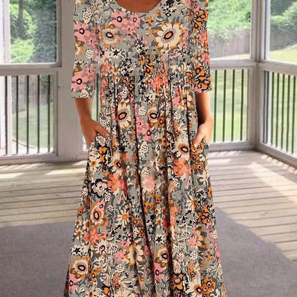 Floral Days Front Pocket Prairie Midi Dress