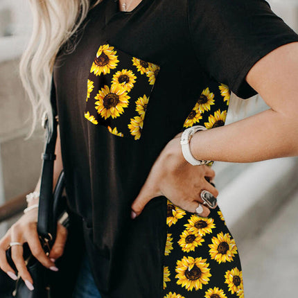 Wihte Leopard Printed Splicing T-Shirt