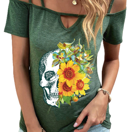 Strappy Off-the-shoulder Short Sleeve Top