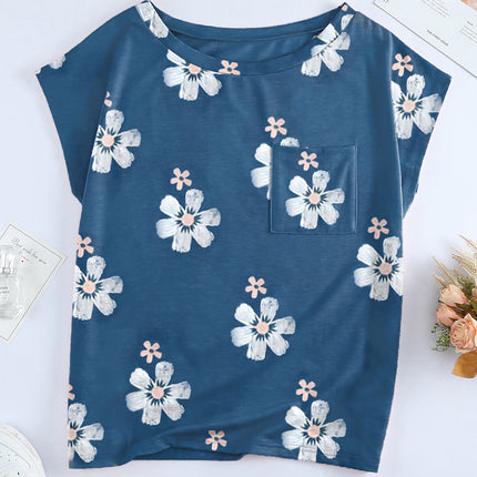 Gradient Color Short Sleeve T-Shirt with Pocket