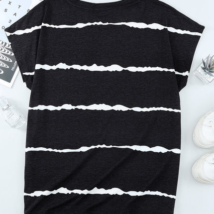 Gradient Color Short Sleeve T-Shirt with Pocket