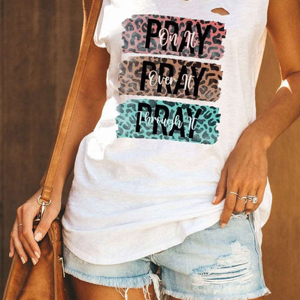 Broken Hole Detail Sleeveless Crew Neck Tank Top