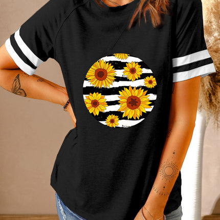 Plain Colorblock Raglan Sleeve T-shirt