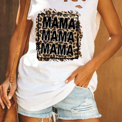 Broken Hole Detail Sleeveless Crew Neck Tank Top