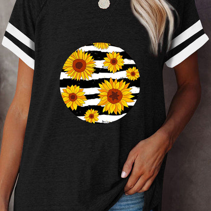 Plain Colorblock Raglan Sleeve T-shirt