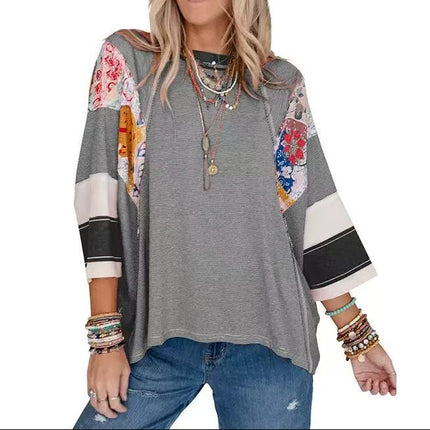 Striped Color-block Casual Top