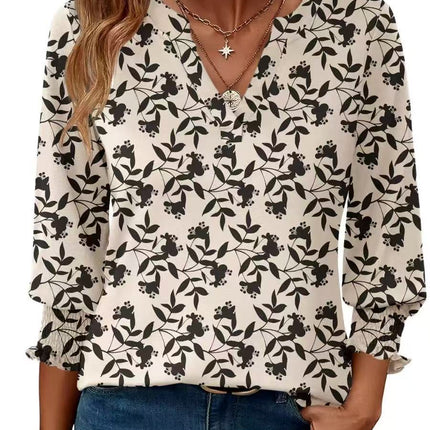 Dressy Casual Pleated Ruffle Long Sleeve Tunics Top