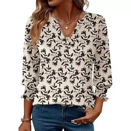 Dressy Casual Pleated Ruffle Long Sleeve Tunics Top