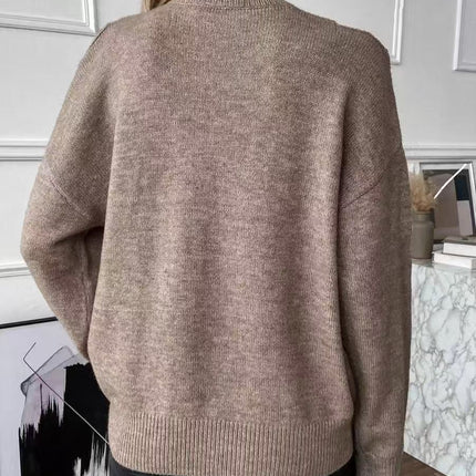 Half-high Collar Off-shoulder Casual Sweater