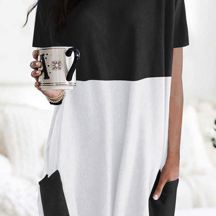 Colorblock Pocketed Mini Dress