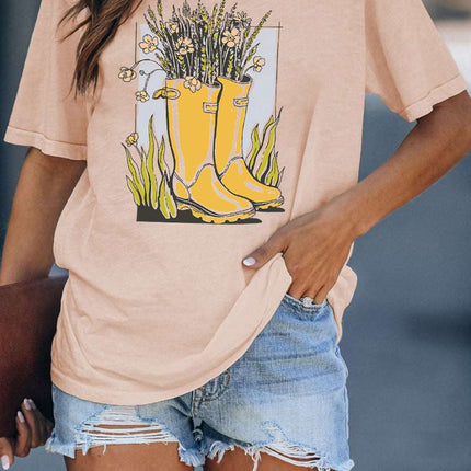 Casual Letter and Car Print Graphic Tee