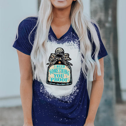 Western Pattern Leopard Letter Print Short Sleeve T-shirt