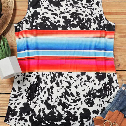 Multicolor Cow Serape Tank Top
