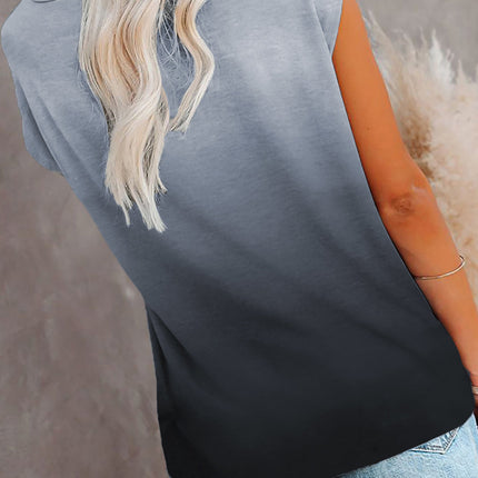 Gradient Color Short Sleeve T-Shirt with Pocket