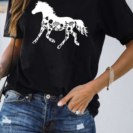 Casual Peach Logo Colorblock Print Graphic Tee