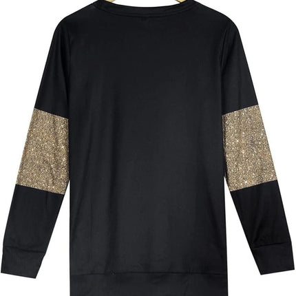 A Glam Christmas Luxe Gold Print Starry Christmas Top