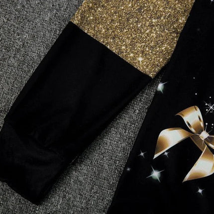 A Glam Christmas Luxe Gold Print Starry Christmas Top