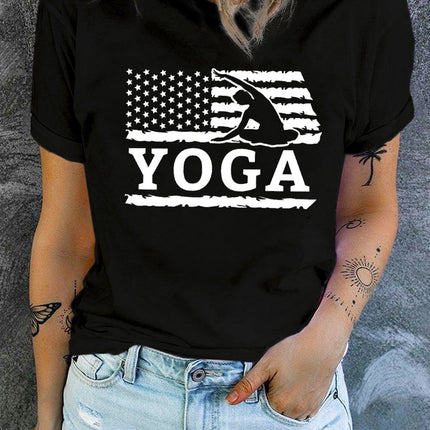 Tie Dyed Gesture Letter Print Short Sleeve T Shirt