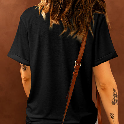 Floral Print Round Neck Short Sleeve Tunic Top