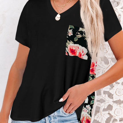 Wihte Leopard Printed Splicing T-Shirt