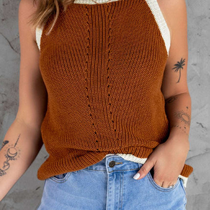 Color Block Ribbed Knit Tank Top